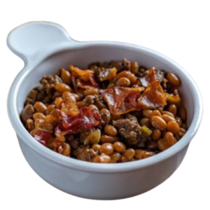Baked Beans With Candied Bacon Sides